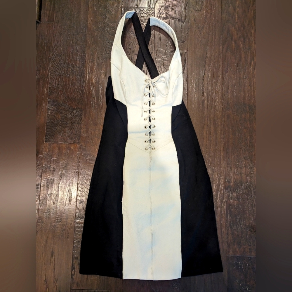 Vintage 90's Leather Lace-up Dress